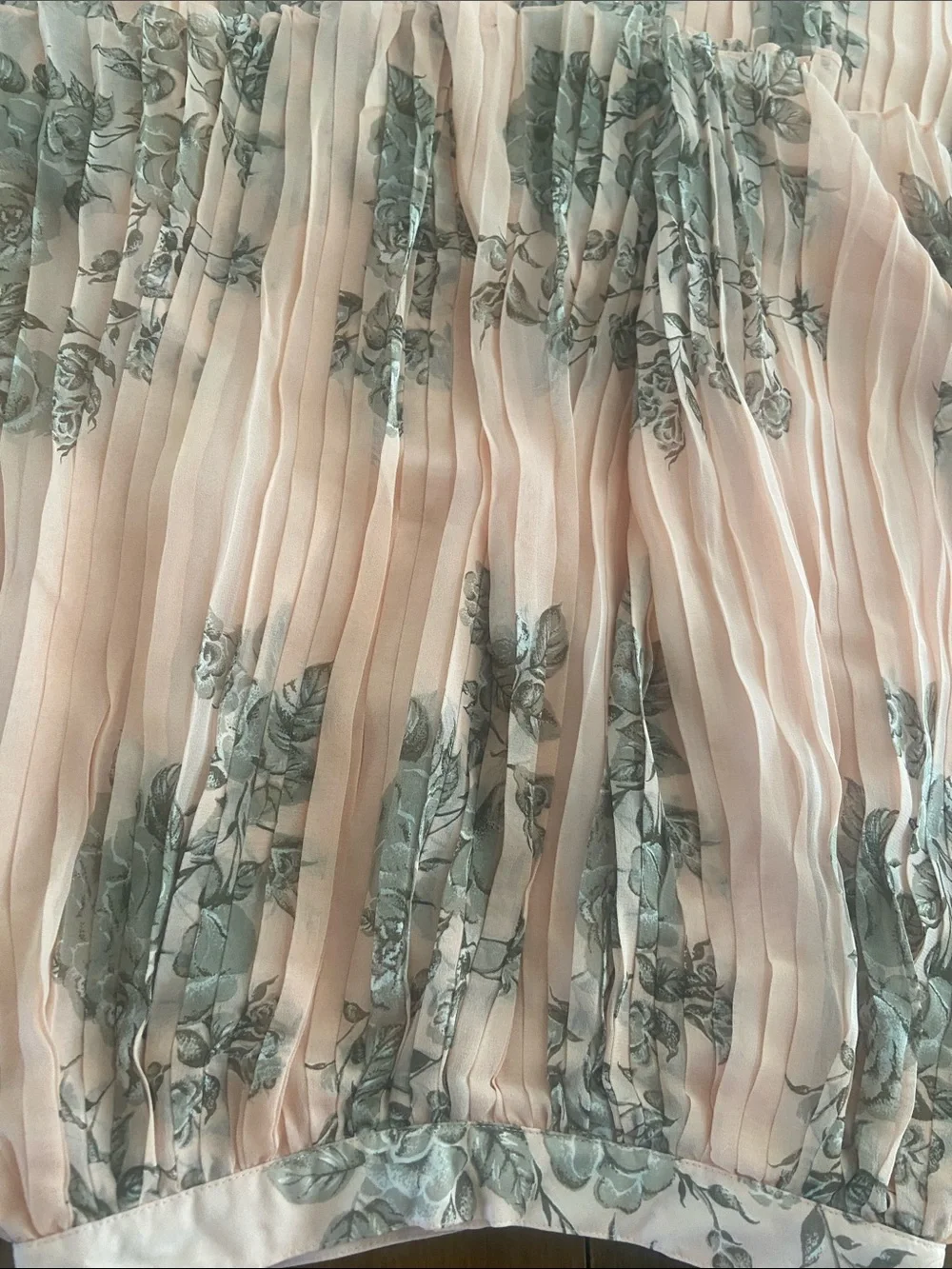 Vintage Silk Pleated Pink Floral Tiered Midi Skirt Romantic Fairycore XS